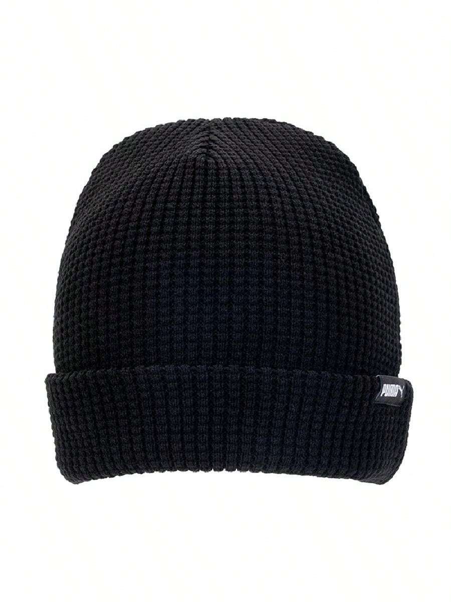 Puma Unisex Sports Beanie ARCH Mid Fit Black Waffle Knit Casual Cold Weather Hat 022848-01 - Black - View 1