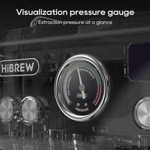 HiBREW ماكينة قهوة إيطالية نصف أوتوماتيكية H10A، هيكل من الفولاذ المقاوم للصدأ، خزان مياه سعة 1.8 لتر قابل للإزالة، استخلاص ذهبي بضغط 20 بار، حماية مزدوجة للتحكم في درجة الحرارة عبر OPV+NTC، مقياس ضغط مرئي، مقبض تجاري بمقاس 58 مم، يدعم وضع الاستخلاص الساخن/البارد المزدوج - قابس اتحاد أوروبي نوع F (220 إلى 240 فولت) - مشاهدة 6