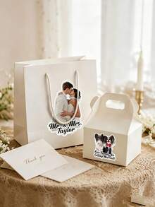 Custom Couple Photo Sticker, Personalized Mr & Mrs Wedding Stickers, Custom Cutout Portrait Stickers, Wedding Favors, Envelope Seal Stickers - Multicolor - View 4