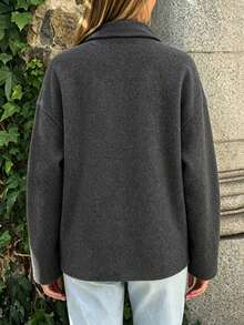 Autumn/Winter Stand Collar Loose Short Coat, Casual Daily Street Commute Versatile Jacket - Dark Grey - View 9