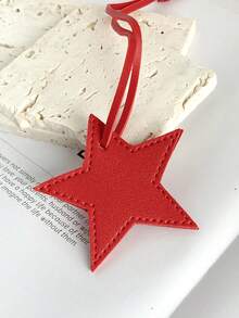 1pc Christmas Pentagram Pendant, PU Unisex Star Bag Charm, Star Hanging Decoration, Gift Keychain, Leather Strap - Multicolor - View 23