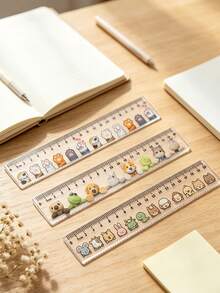 Kawaii Cartoon Pet Animal Print 20CM Acrylic Straight Ruler, Clear Transparent Measuring Ruler For Kids Teens, Lovely Animal Cat Dog Paw Design Ruler, Portable School Drawing Measuring Stationery Gift For Students - Single Piece - View 2