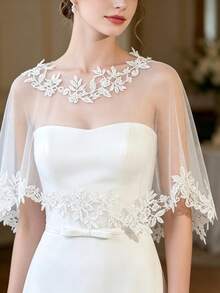 Bridal Lace Mesh Bolero Shrug, Thin Arm Cover Outer Layer, Evening Dress Decorative Shawl - Multicolor - View 4