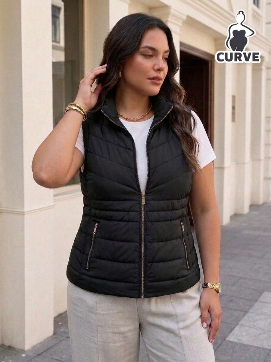 Plus Size Sweater Vests - Black - View 1
