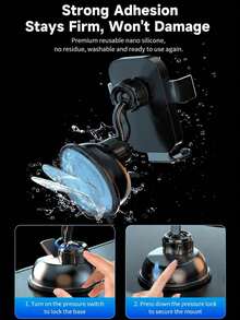 1pc Strong Suction Cup Car Phone Holder, 360° Rotatable Dashboard And Windshield Phone Mount, One-Hand Operation Mechanical Clamp Navigation Bracket, Universal Smartphone Car Accessory - A - View 8