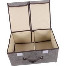 Foldable Storage Box With Lid, Large-Capacity Sturdy Clothes Storage Bin, Collapsible Organizer For Closet, Bedroom, Dorm, Laundry Room, Space Saving, Stackable, Ideal For Home/Office Use, Great For Seasonal Clothing, Blankets, Shoes, Toys - Grey - View 3