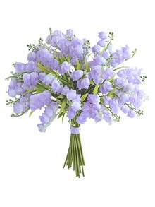 6Pcs Artificial Lily Of The Valley Purple Wind Chime Flower Silk Flower Wedding Bouquet, Mayflower Table Centerpiece, For Home Garden Wedding Party Decoration - Purple - View 8