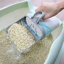 [Hot Seller]Cat Litter Scoop With Detachable Trash Bag Holder - Durable Plastic Scoop With Baffle, Easy To Clean Litter Box - Suitable For All Cat Breeds (Random Trash Bag Style) - Grey - View 4