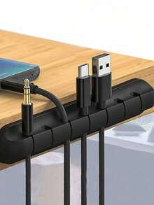 5pcs Magnetic Cable Management Clips - Multi-Functional Desktop Cable Organizer, Suitable For Lightning, USB-C And Micro Cables - Adheres To Wood, Marble, Metal, Glass - Black Stylish Design, Cable Holder - A - View 7