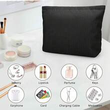1pc Large Capacity Velvet Makeup Bag, Raspberry Pink. Suitable For Stationery, Cosmetics, Digital Products Storage, Travel Storage Bag, Makeup Bag, Makeup Box. Can Store Lipstick, Brushes, Skincare Products, Phone, Coins And Other Small Items, Suitable For Home, Gift, Vacation And Holiday (Halloween, Christmas) Use, With Multi-Functionality, Radiating Bohemian Style, Suitable For Beach Vacation, Bathroom Storage, Bedroom Display, Extra Large Capacity. - Multicolor - View 7