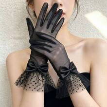 Fashion Polka Dot Mesh Bow Lace Gloves - Multiple Colors Available, Lightweight And Breathable, Suitable For Wedding, Evening Party, Photography, Lolita Outfit, Christmas, Valentine's Day, Engagement, Exquisite Vintage Atmosphere Accessory. - Multicolor - View 21