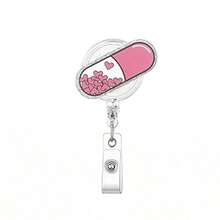 1pc Acrylic Heart-Shaped Retractable Badge Reel With Rotating Clip For Doctor Nurse Clothing - Multicolor - View 9