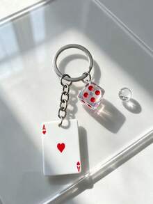 Creative Poker Card Heart Ace Dice Keychain, Niche Style Key Chain, Couple Bag Pendant Gift, Suitable For Holidays - Multicolor - View 2