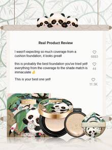 CATKIN Panda Land Coverage Cushion BB Cream, Breathable Hydrating Foundation Nourishing Poreless Face Makeup Save For Sensitive Skin, Sheer Finish - C04 Buff - View 8