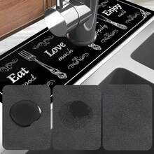 1pc Sink Faucet Water Absorbent Mat, Drainage Mat, Suitable For Kitchen, Bathroom Sink, Countertop, Drainage Mat, Diatomaceous Earth Material, Cuttable, Quick Drying Mat - Multicolor - View 9