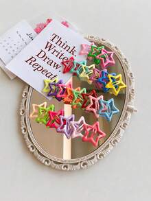Colorful Metal Star Snap Hair Clips, 50pcs/100pcs Non-Slip Street Style Hair Accessories, Suitable For Women And Girls, Daily Wear And Party Occasions - Multicolor - View 8