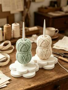 1pc Flower Base Yarn Holder, Rotating Yarn Spindle Stand, Handmade Knitting Auxiliary Tool, Desktop Yarn Storage Decor - Flower - View 2