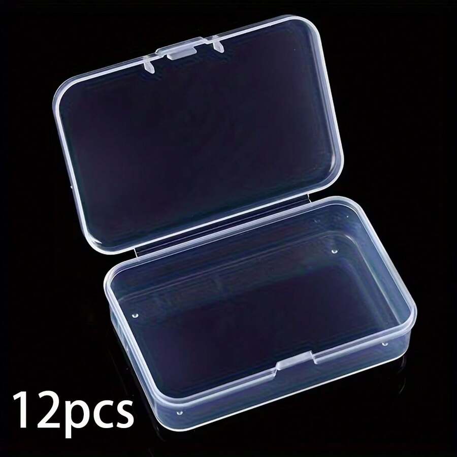 6/12pcs Kotak Penyimpanan Plastik Mini Transparan, 1 Paket, Cocok untuk Manik-manik, Perhiasan, dan Kerajinan Tangan - Perlengkapan Seni Ukuran 2,56 x 1,7 Inci
