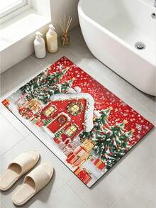 1PC Christmas Element Welcome Mat, Diatomite Absorbent Small Rug, Non‑Slip Floor Mat For Stove Coffee Machine Water Bar Counter, Christmas Halloween Home Decor, Indoor Outdoor Doormat For Front Door Kitchen Area - Multicolor - View 12