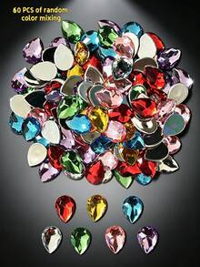 Shiny Teardrop Flat‑Back Acrylic Rhinestones, 60/120/240Pcs Multi‑Purpose DIY Decor For Hair Clips, Garment & Handbag Craft Projects - Multicolor - View 8