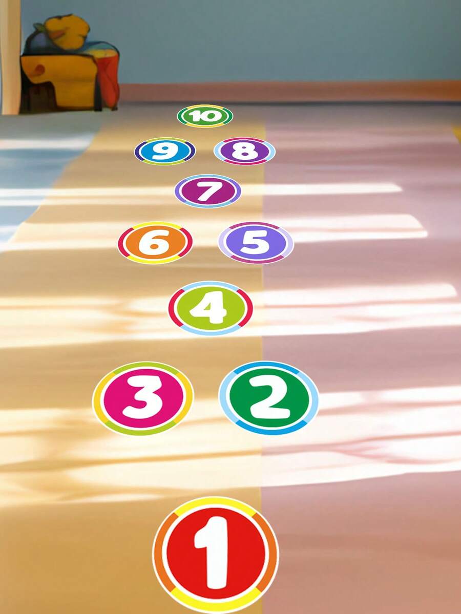 Cartoon Early Education Cognitive Wall Stickers 1-10 Numbers, Geometric Shapes, Party Animals, Math Arithmetic, DIY Peel And Stick Vinyl Decals For Kindergarten Children's Room Wall And Floor Decoration - Multicolor - View 1