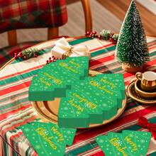 20 Disposable Christmas Paper Napkins, Cute Christmas Dinner Napkins, Santa Claus, Christmas Tree, Gift Box And Stocking Prints, Decorative Paper Napkins For Table Decorations, Christmas Party Supplies. - View 5