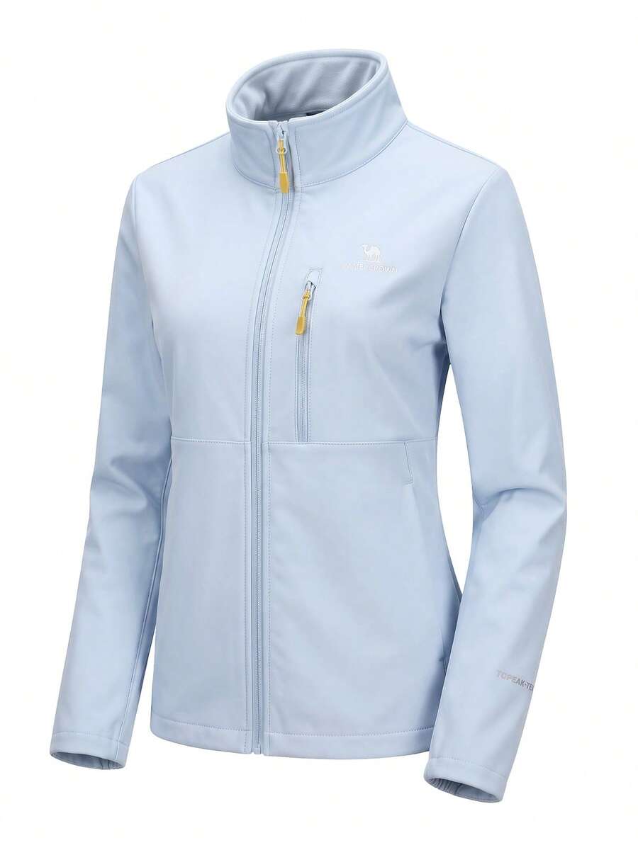 CAMEL CROWN Women's Hooded Softshell Jacket, Outdoor Fashionable & Comfortable, Water-Resistant, Durable, Lightweight, Suitable For Hiking & Climbing - Distant Mountain Blue - View 1