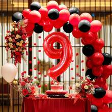 40 Inch Red Number Balloons - Large Helium Foil Balloons For Birthday Party (Numbers 0-9), Valentine's Day - Red - View 3