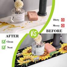 1pc Sink Faucet Absorbent Mat, Autumn Faucet Pad, Sunflower Pattern, Drainage Mat, Suitable For Kitchen, Bathroom Sink, Countertop, Drainage Mat, Diatomaceous Earth Material, Trimmable, Quick-Drying Mat - Multicolor - View 6