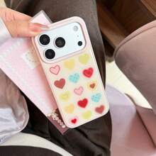 GUCADI Colorful Gradient Heart Phone Case For 17 Pro Max, Compatible With 15, 18, 13, Korean Style, Suitable For Huawei, Suitable For Girls, Creative Geometric, Korean Style, Minimalist Style, Color Block Style, Niche, Ins Style - Pink - View 4