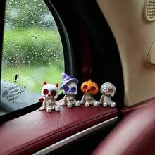 Halloween Mummy Desktop Ornament Office Computer Screen Console Car Dashboard Decoration Halloween Ghost Desk Decor Healing Style Car Center Console Display Screen Accessory - Multiple Styles - View 2