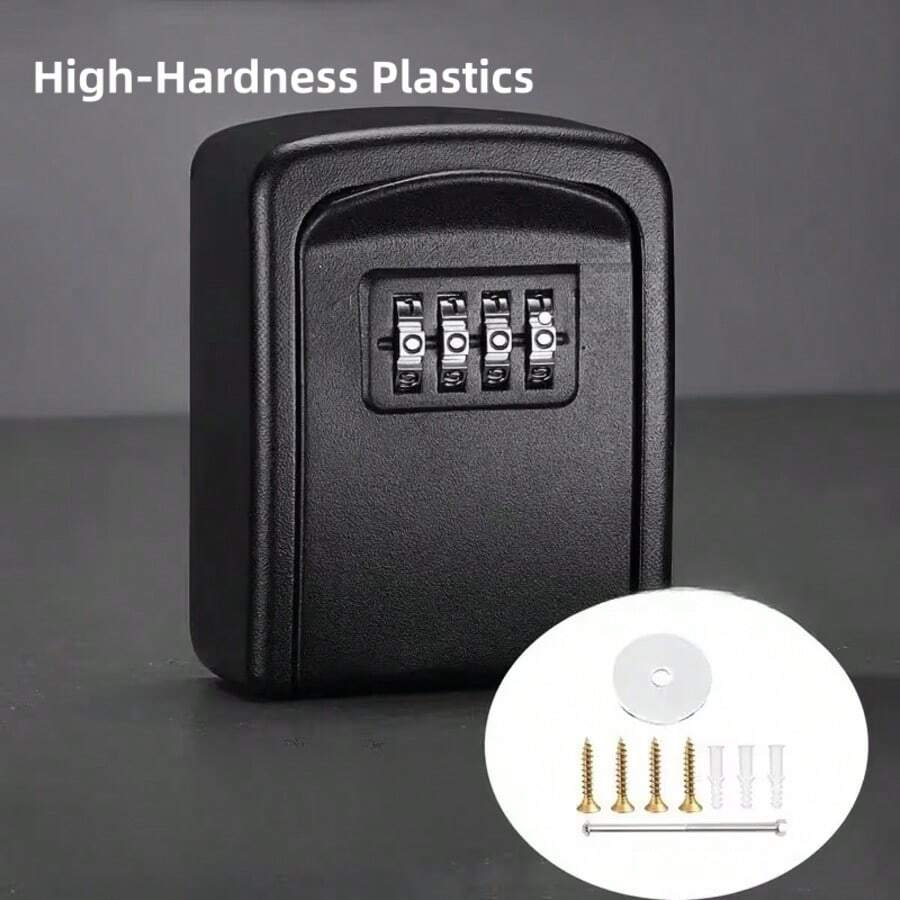 1pc Durable Key Storage Lock Box, 4-Digit Combination Safe, Waterproof Wall-Mounted Key Organizer Box For Outdoor Use, Secure Spare Key Storage Suitable For Home, Vacation Rental And Construction Site