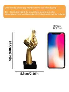 1pc Gold Abstract Face Sculptures, Surprised Listening Thinking Resin ...