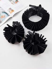 3pcs Black & White Polyester Ruffle Collar Halloween Party Detachable Fake Collar - Multicolor - View 17