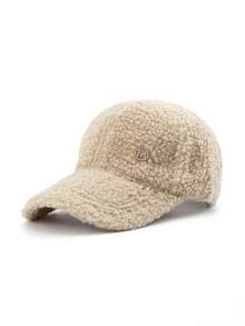 1pc Women's Faux Wool Curved Brim Baseball Cap, Solid Color, Casual, Metal Decor, Adjustable, Versatile For Daily Wear And Outdoor Outings - A - View 8