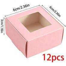 24pcs Pink Paper Boxes With Transparent Window, (3.74*3.74*1.57 Inches) Gift Packaging Boxes, Suitable For Baking Cookies, Cakes, Candies, Wedding Parties, Mother's Day Holiday Gift Packaging - Pink - View 12