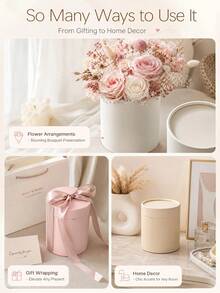 1 Pc Solid Color Gift Boxes, Round Boxes With Preserved Flowers Or Floral Arrangements, Perfect For Halloween Gifts, Autumn Home Decor, And Christmas Gifts - Multiple Styles - View 5