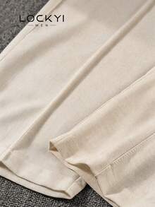 Celana Pinggang Longgar Warna Solid 2pcs Pria, Gaya Liburan Cocok Untuk Liburan Dan Perjalanan Sehari-hari, Gaya Uang Lama - Putih - View 4