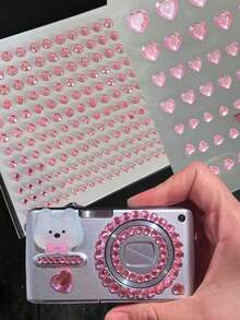 1 pieza Nueva pegatina redonda con forma de corazón rosa, color aleatorio, adecuada para cámara, funda de teléfono, secador de pelo, pegatinas de computadora. Adecuada para uso de adultos - Multicolor - Ver 1