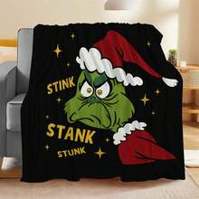 The Grinch بطانية قيلولة ناعمة ومريحة 1 قطعة بطبعة كاملة من الفلانيل الحديثة - شجرة عيد الميلاد - بطانية قيلولة من البوليستر - عملية طباعة رقمية، مناسبة للأريكة والسرير والسفر وديكور المنزل والمكتب - متعدد الألوان - مشاهدة 8