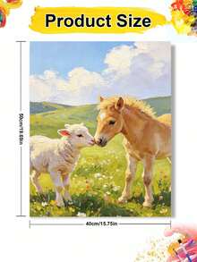 1pc Horses And Sheep DIY Oil Painting By Numbers, Canvas Painting DIY Crafts, Adult Home Decoration, Holiday Gift. - Sets - View 10