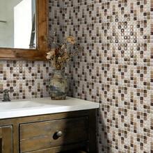 10PCS 3D Mosaic Removable Decorative Wall Tiles, Self-Adhesive Wall Tiles For Bathroom And Kitchen Backsplash Renovation And Decoration Sticker Set, PVC Small Square Decorative Vinyl Decals (15.25*15.25CM) - C - View 11