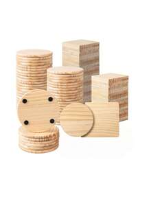Wood Coasters, Round Wooden Coasters For Tabletop Protection, With Non-Slip Dots, For Drinks, Blank Wooden Coasters Bulk With Non-Slip Silicone Bottom - Beige - View 1