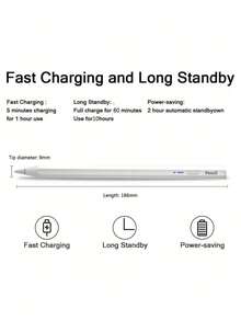 Lenovo Pulpen Stylus Heksagonal Kapasitif BP18BL, Universal untuk Android dan Apple, Anti-Salah Sentuh Layar Penuh untuk Penulisan yang Lancar, Pengoperasian Cepat Satu Tombol, Daya Tahan Baterai Lama dan Pengisian Daya yang Nyaman, Tampilan Baterai Real-Time, Putih - View 10