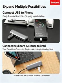 Lenovo S705 Type-C Docking Station To HDMI Cable, Aluminum Alloy Shell For Fast Heat Dissipation, Efficient Office Use, 4K 30Hz Screen Mirroring, PD 100W Fast Charging, Compatible With Desktop And Laptop - View 6
