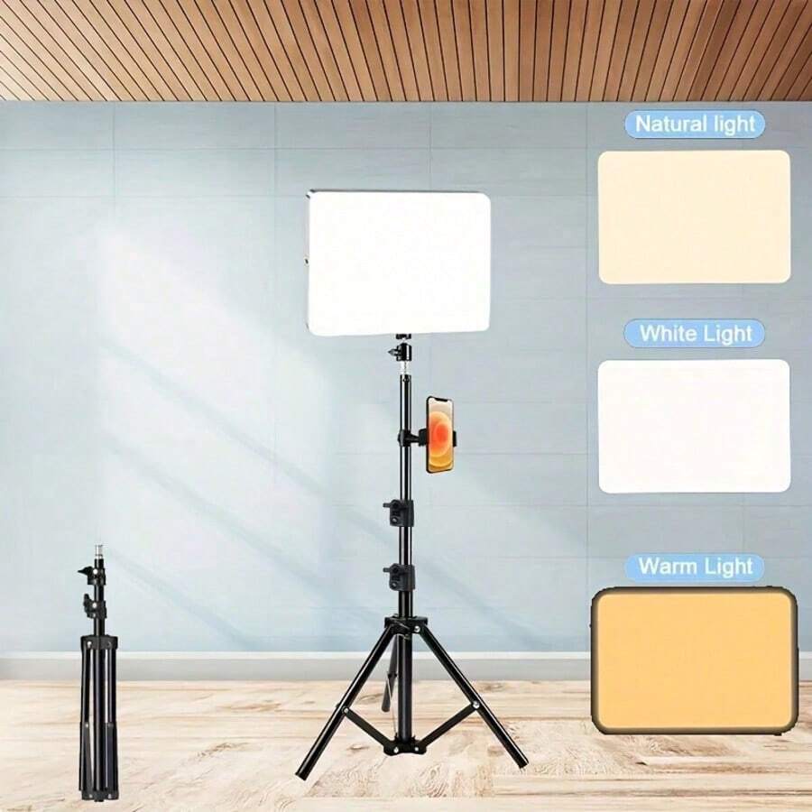Borriig 10-Inch Square LED Softbox Light, Dimmable 3-Color Mode Photography Lighting, With 110cm Adjustable Tripod Stand, Suitable For Live Streaming And Video Shooting