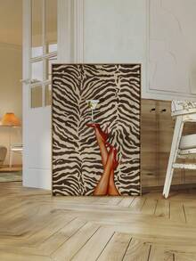 1pc Frameless Red High Heel Shoe Martini Cocktail Bold Zebra Print Vintage Charm Wall Art Canvas Poster, Suitable For Living Room, Bedroom, Dorm Decor - Zebra Stripes - View 5