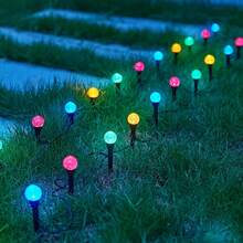 Solar LED Cracked Glass Ball Ground Lights, Auto Activated At Dark, IP44 Waterproof Outdoor Lamps, Beautiful Landscape Lighting For Garden, Campsite, Courtyard Night Scene - Black - View 5