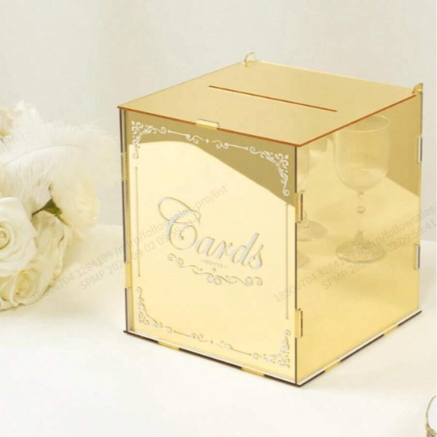 1pc Acrylic Wedding Card Box, Perfect For Weddings, Anniversaries And More, Greeting Card Storage Box, Best Gift, Wedding Decor, Home Decor, Room Decor Party Favor - 1PC - View 1