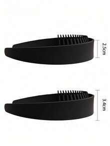 1pc Matte Black Serrated Headband, Women's Non-Slip Wide Tooth Shark Tooth Hair Accessory, Suitable For Thick Coarse Curly Hair, Daily Styling Hair Accessory, Autumn Cute Style - Black - View 4
